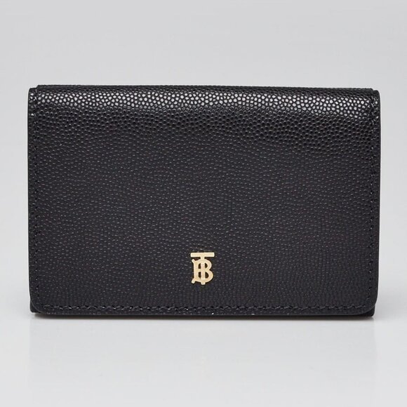 Burberry Black Grained Leather TB Compact Lark Wallet - Picture 1 of 9
